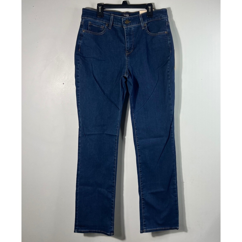 NYDJ Marilyn Straight Leg Jeans Quinn Dark Wash High Rise 10 MPRIMS8517 New